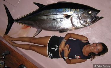 Katherine with her first Big Eye Tuna.
