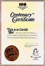 Cairns Centenary Certificate Award for pioneering services to the Game fishing Industry